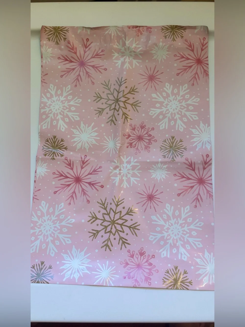 Holiday polymailers pink snowflake
